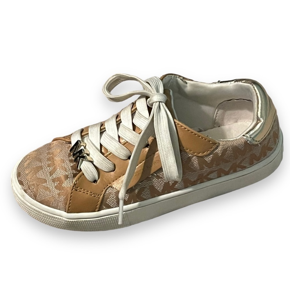 Kids Michael Kors Casual Court Sneakers MK Logo Canvas Low Top Lace Up Size 12